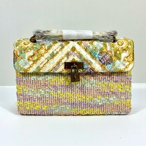 Kurt Geiger London Pastel Quilted Tweed Shoulder Bag Open White NWT